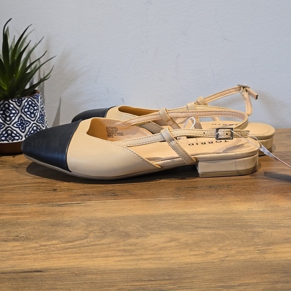 Torrid - 7 WW, Cap Toe Slingback Flat (Wide Width) in Tan & Black - Picture 4 of 13